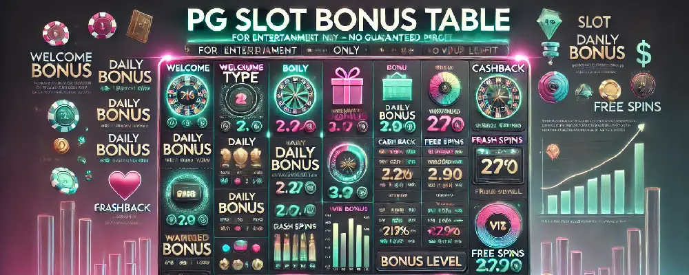 ตารางโบนัสสล็อต PG